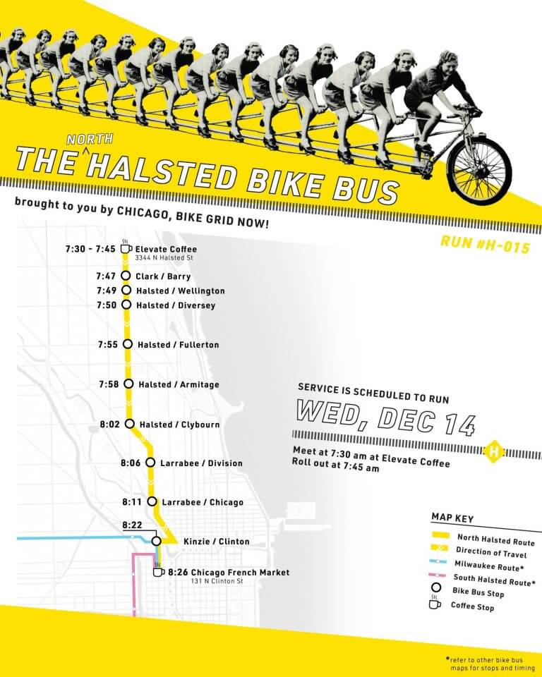 The N halsted bike bus schedule flier.